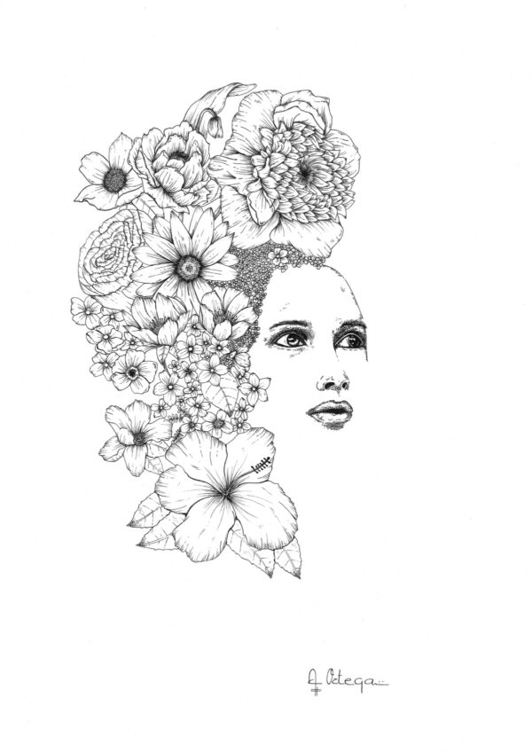 ilustracion personalizada florales rostro floral