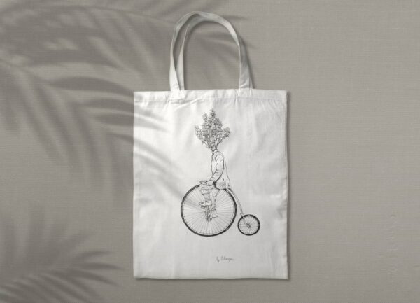 tote bag personalizada fantasia bicicleta beige