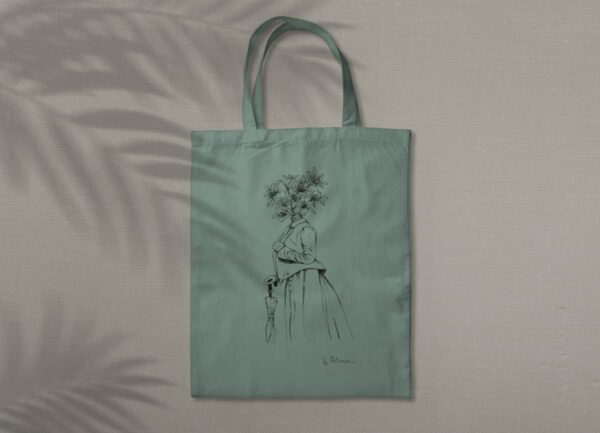 tote bag personalizada fantasia mujer de epoca verde